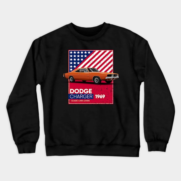 Classic Car Dodge Charger 1969 Crewneck Sweatshirt by cecatto1994